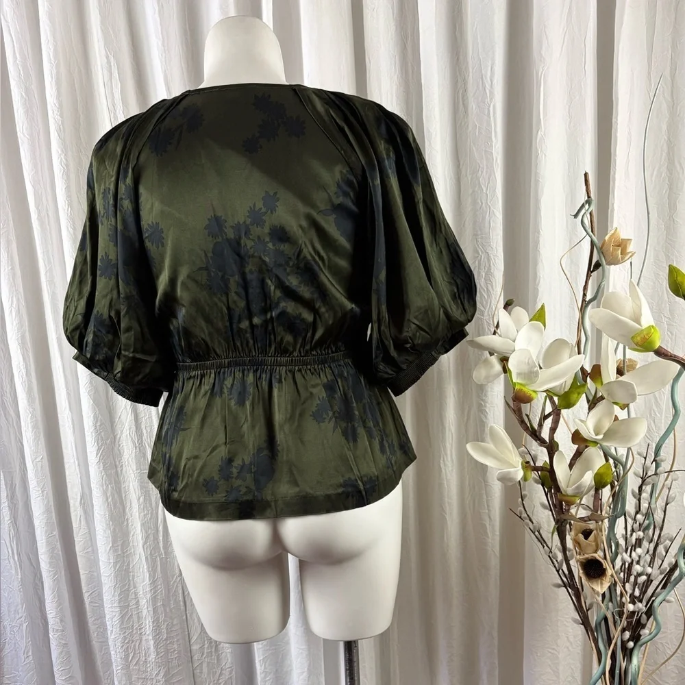 Madewell Dark Green Floral Blouse